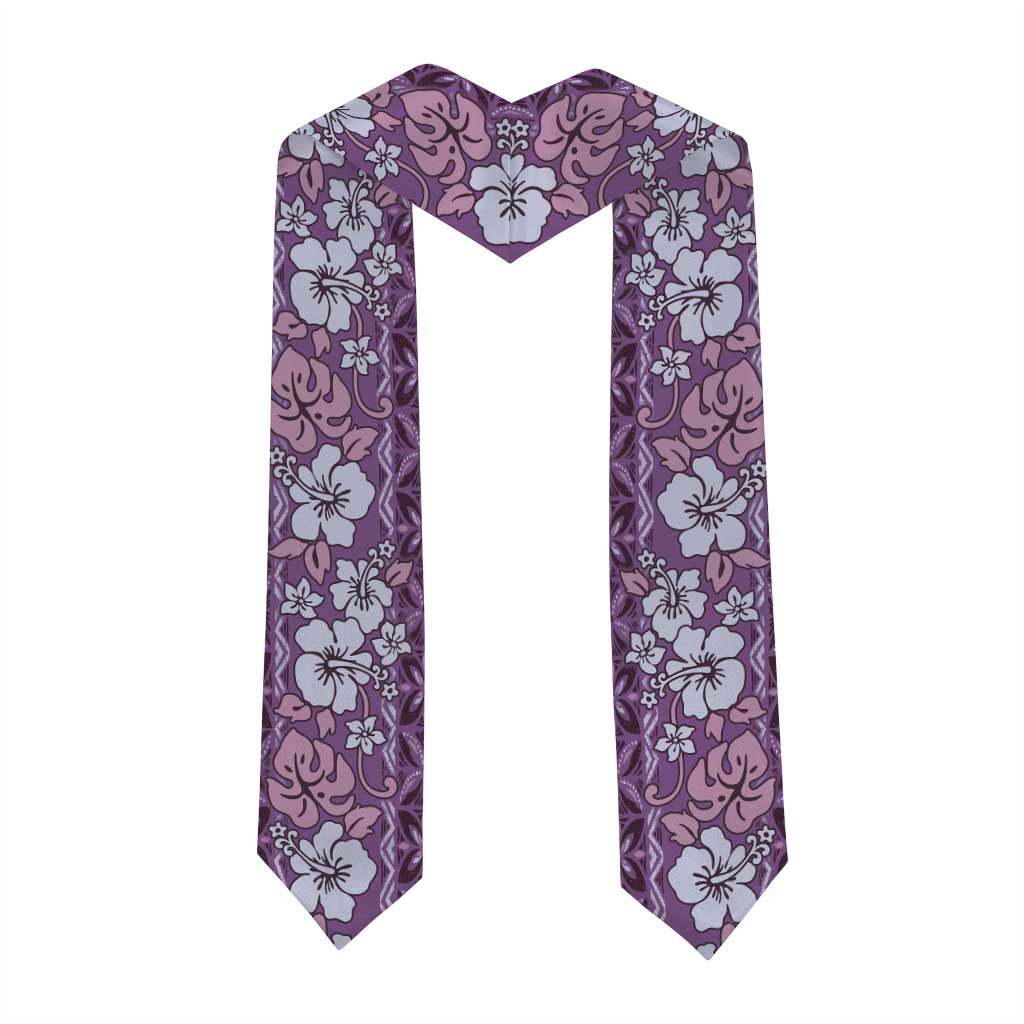 Hawaii Vintage Violet Hibiscus Tapa Pattern Graduation Stole