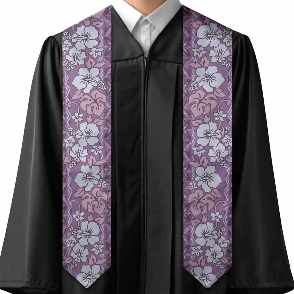 Hawaii Vintage Violet Hibiscus Tapa Pattern Graduation Stole