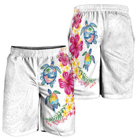 Hawaiian Abstract Art Turtles Shorts for Men with Plumeria and Hibiscus LT03 - Polynesian Pride
