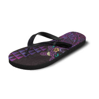 Hawaiian Abstract Sea Turtle Flip Flops Polynesian Tapa Art and Kakau Tattoo Purple WaterColor LT03 - Polynesian Pride