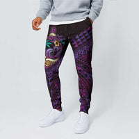 Hawaiian Abstract Sea Turtle Jogger Pants Polynesian Tapa Art and Kakau Tattoo Purple WaterColor LT03 - Polynesian Pride
