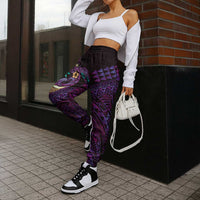 Hawaiian Abstract Sea Turtle Jogger Pants Polynesian Tapa Art and Kakau Tattoo Purple WaterColor LT03 - Polynesian Pride
