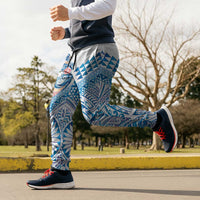 Hawaiian Abstract Sea Turtle Jogger Pants Polynesian Tapa Art and Kakau Tattoo White WaterColor LT03 - Polynesian Pride