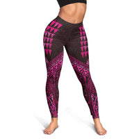 Hawaiian Abstract Sea Turtle Leggings Polynesian Tapa Art and Kakau Tattoo Pink WaterColor LT03 - Polynesian Pride
