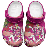Hawaiian and Japanese Culture Together Clogs Shoes Pink Ohia Lehua Plumeria and Sakura Blooming LT03 Pink - Polynesian Pride
