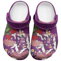 Hawaiian and Japanese Culture Together Clogs Shoes Purple Ohia Lehua Plumeria and Sakura Blooming LT03 Purple - Polynesian Pride