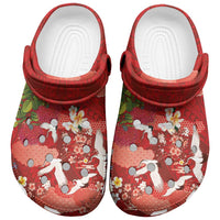 Hawaiian and Japanese Culture Together Clogs Shoes Red Ohia Lehua Plumeria and Sakura Blooming LT03 Red - Polynesian Pride