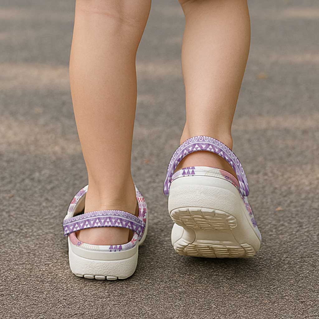 Hawaiian and Japanese Culture Together Clogs Shoes Tropical Honu with Japanese Elements Purple Color LT03 - Polynesian Pride