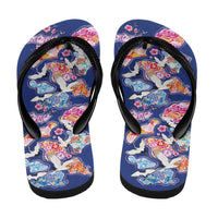 Hawaiian and Japanese Culture Together Flip Flops Hawaiian Archipelago Shape Sea Animals