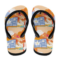 Hawaiian and Japanese Culture Together Flip Flops Palaka Japanese Art and Tropical Motif Tribal Patchwork LT03 - Polynesian Pride