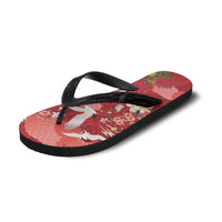 Hawaiian and Japanese Culture Together Flip Flops Red Ohia Lehua Plumeria and Sakura Blooming LT03 - Polynesian Pride