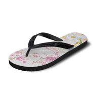 Hawaiian and Japanese Culture Together Flip Flops Tribal Motifs with Lei and Japanese Sakura Pattern LT03 - Polynesian Pride