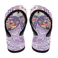 Hawaiian and Japanese Culture Together Flip Flops Tropical Honu with Japanese Elements Purple Color LT03 - Polynesian Pride