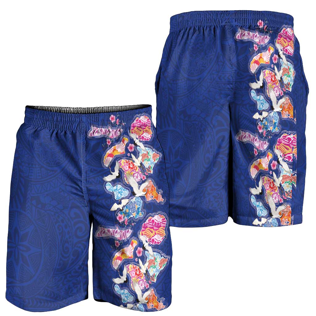 Hawaiian and Japanese Culture Together Shorts for Men Hawaiian Archipelago Shape Sea Animals LT03 - Polynesian Pride
