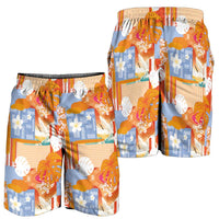Hawaiian and Japanese Culture Together Shorts for Men Palaka Japanese Art and Tropical Motif Tribal Patchwork LT03 - Polynesian Pride