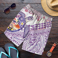 Hawaiian and Japanese Culture Together Shorts for Men Tropical Honu with Japanese Elements Purple Color LT03 Purple - Polynesian Pride