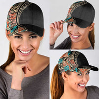 Hawaiian Hibiscus and Tropical Leaves Classic Cap Patchwork Grunge Abstract Tapa Tribal Pattern LT03 - Polynesian Pride