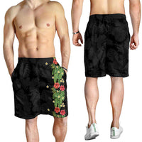 Hawaiian Hibiscus Plumeria Shorts for Men Tropical Leaves