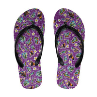 Hawaiian Island Shapes-Iconic Landscape Flip Flops with Plumeria and Palaka Purple Color LT03 Purple - Polynesian Pride