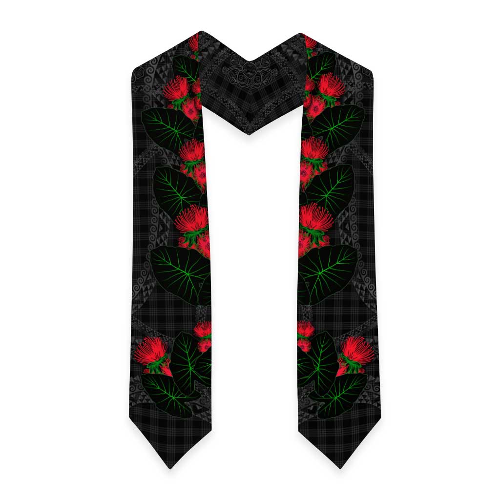 Hawaiian Kakau Art Graduation Stole Taro Leaves with Ohia Lehua and Pakala Pattern LT03 - Polynesian Pride