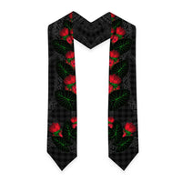 Hawaiian Kakau Art Graduation Stole Taro Leaves with Ohia Lehua and Pakala Pattern LT03 - Polynesian Pride