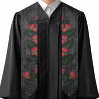 Hawaiian Kakau Art Graduation Stole Taro Leaves with Ohia Lehua and Pakala Pattern LT03 - Polynesian Pride