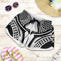 Hawaiian Kakau Art Tattoos Aquaman Style Shorts for Women White Version LT03 White - Polynesian Pride