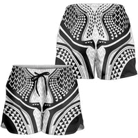 Hawaiian Kakau Art Tattoos Aquaman Style Shorts for Women White Version LT03 - Polynesian Pride
