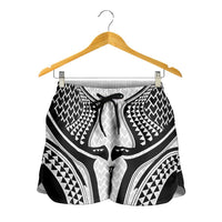 Hawaiian Kakau Art Tattoos Aquaman Style Shorts for Women White Version LT03 - Polynesian Pride