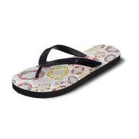 Hawaiian Kakau Tattoo Leis and Palaka Pattern Flip Flops Traditional Aloha Tribal White Color LT03 - Polynesian Pride