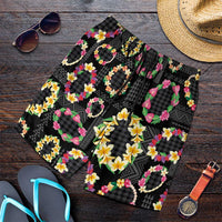 Hawaiian Kakau Tattoo Leis and Palaka Pattern Shorts for Men Traditional Aloha Tribal Black Color LT03 Black - Polynesian Pride