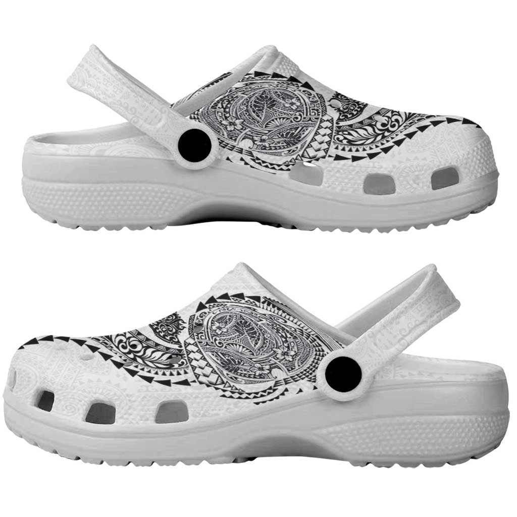 Hawaiian Kakau Tribal Sea Animals Tattoos Clogs Shoes White Color