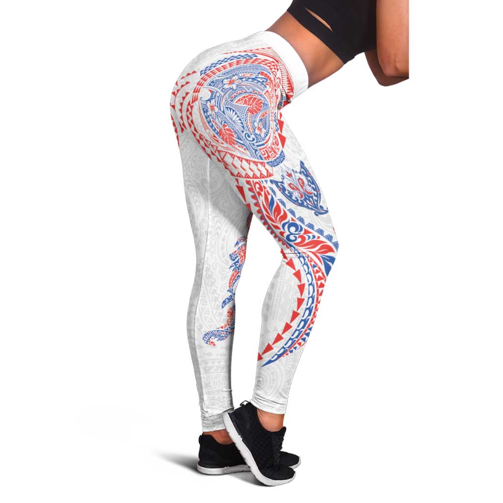 Hawaiian Kakau Tribal Sea Animals Tattoos Leggings Hawaii Flag Color Inspired
