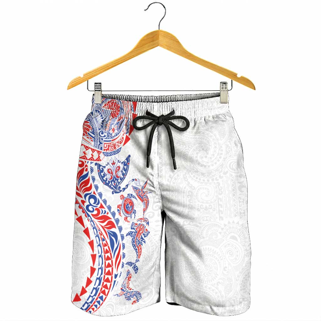 Hawaiian Kakau Tribal Sea Animals Tattoos Shorts for Men Hawaii Flag Color Inspired LT03 - Polynesian Pride