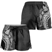 Hawaiian Kakau Tribal Sea Animals Tattoos Shorts for Women Black Color LT03 - Polynesian Pride