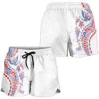 Hawaiian Kakau Tribal Sea Animals Tattoos Shorts for Women Hawaii Flag Color Inspired LT03 - Polynesian Pride