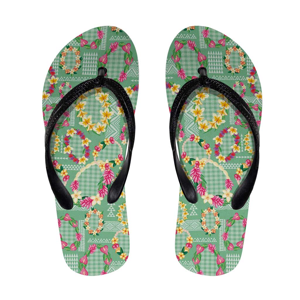 Hawaiian Leis Flip Flops Kakau Tattoos and Palaka Pastel Green Color