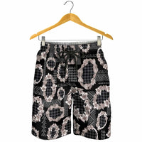Hawaiian Leis Shorts for Men Kakau Tattoos and Palaka Pastel Grayscale