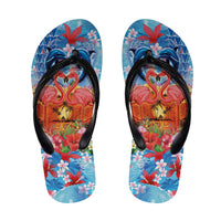 Hawaiian Love-Couple Dolphins and Flamingos Flip Flops LT03 Multicolor - Polynesian Pride