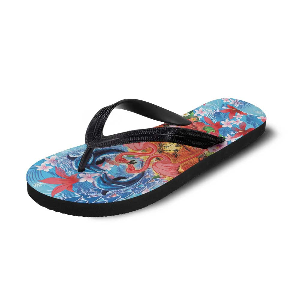 Hawaiian Love-Couple Dolphins and Flamingos Flip Flops LT03 - Polynesian Pride
