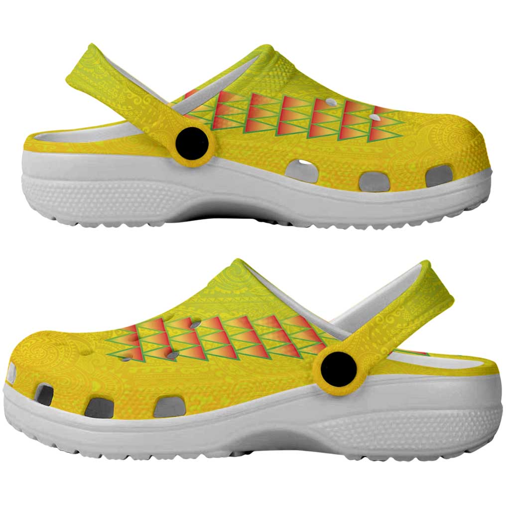 Hawaiian Mango Clogs Shoes Polynesian Art Pattern and Kakau Tattoo LT03 - Polynesian Pride