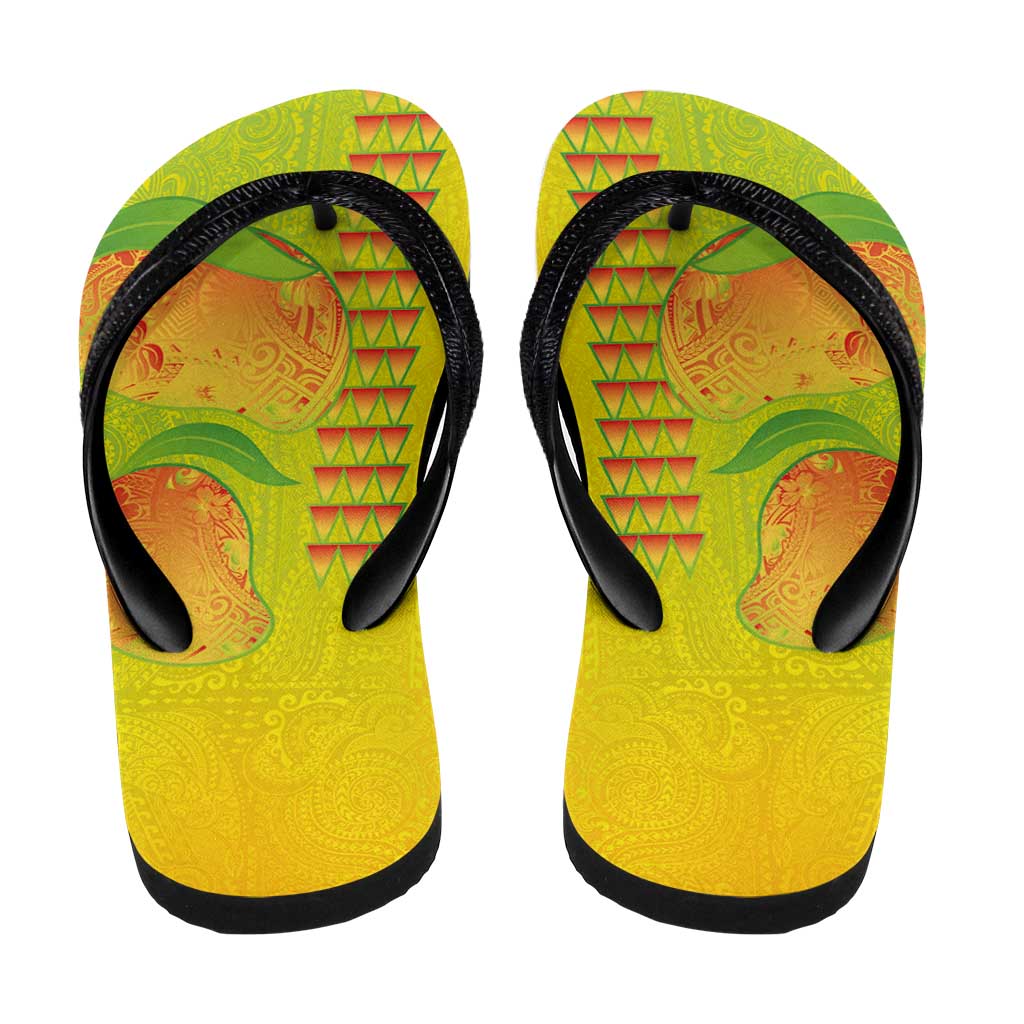 Hawaiian Mango Flip Flops Polynesian Art Pattern and Kakau Tattoo LT03 - Polynesian Pride