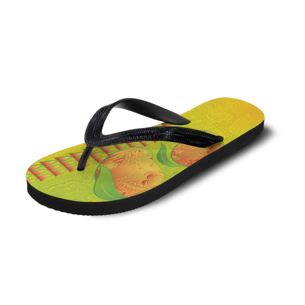 Hawaiian Mango Flip Flops Polynesian Art Pattern and Kakau Tattoo LT03 - Polynesian Pride