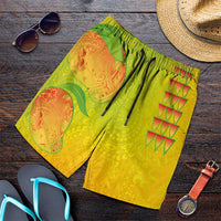 Hawaiian Mango Shorts for Men Polynesian Art Pattern and Kakau Tattoo LT03 Yellow - Polynesian Pride
