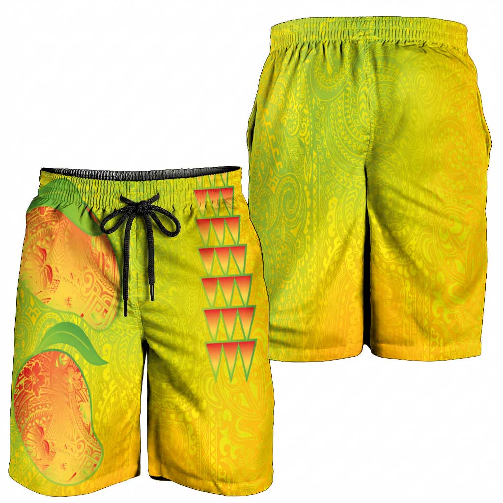 Hawaiian Mango Shorts for Men Polynesian Art Pattern and Kakau Tattoo LT03 - Polynesian Pride