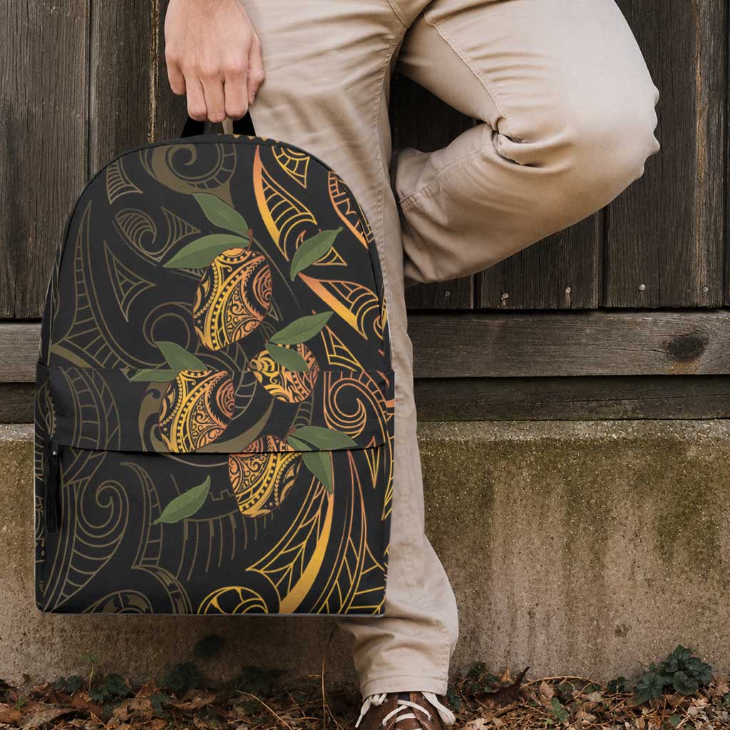 Hawaiian Mango Tribal Tattoo Backpack Gold Pacific Traditional Pattern LT9 - Polynesian Pride