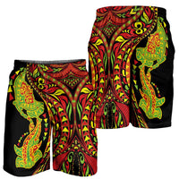 Hawaiian Manta Ray and Hammerhead Shark Tribal Tattoo Shorts for Men with Polynesian Tribal Pattern Kanaka Maoli Flag Color LT03 - Polynesian Pride
