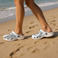 Hawaiian Manta Ray Tribal Clogs Shoes Polynesian Art Motifs White Color LT03 - Polynesian Pride
