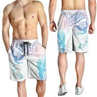 Hawaiian Manta Ray Tribal Shorts for Men Polynesian Art Motifs Sweet Pastel LT03 - Polynesian Pride