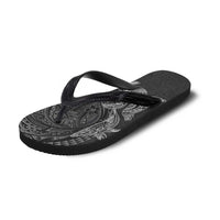 Hawaiian Monk Seal and Whale Flip Flops Kakau Tribal Pattern Grayscale LT03 - Polynesian Pride